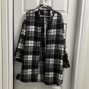 Black and White Plaid Coat